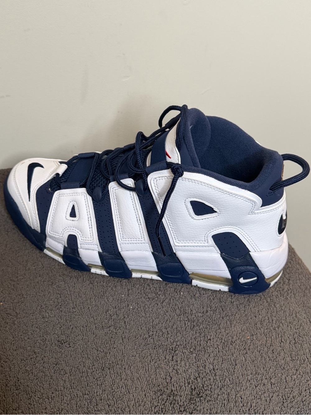 Nike Air More Uptempo ‘96 Olympic 2024 White Navy Red Mens size 10 1/2. - Picture 7 of 10